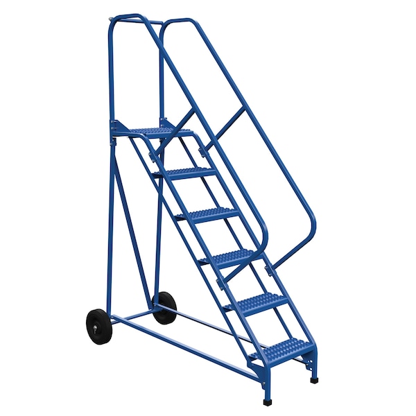 90 H Steel Roll A Fold Ladder, 50 deg., Grip, 6 Step, 6 Steps